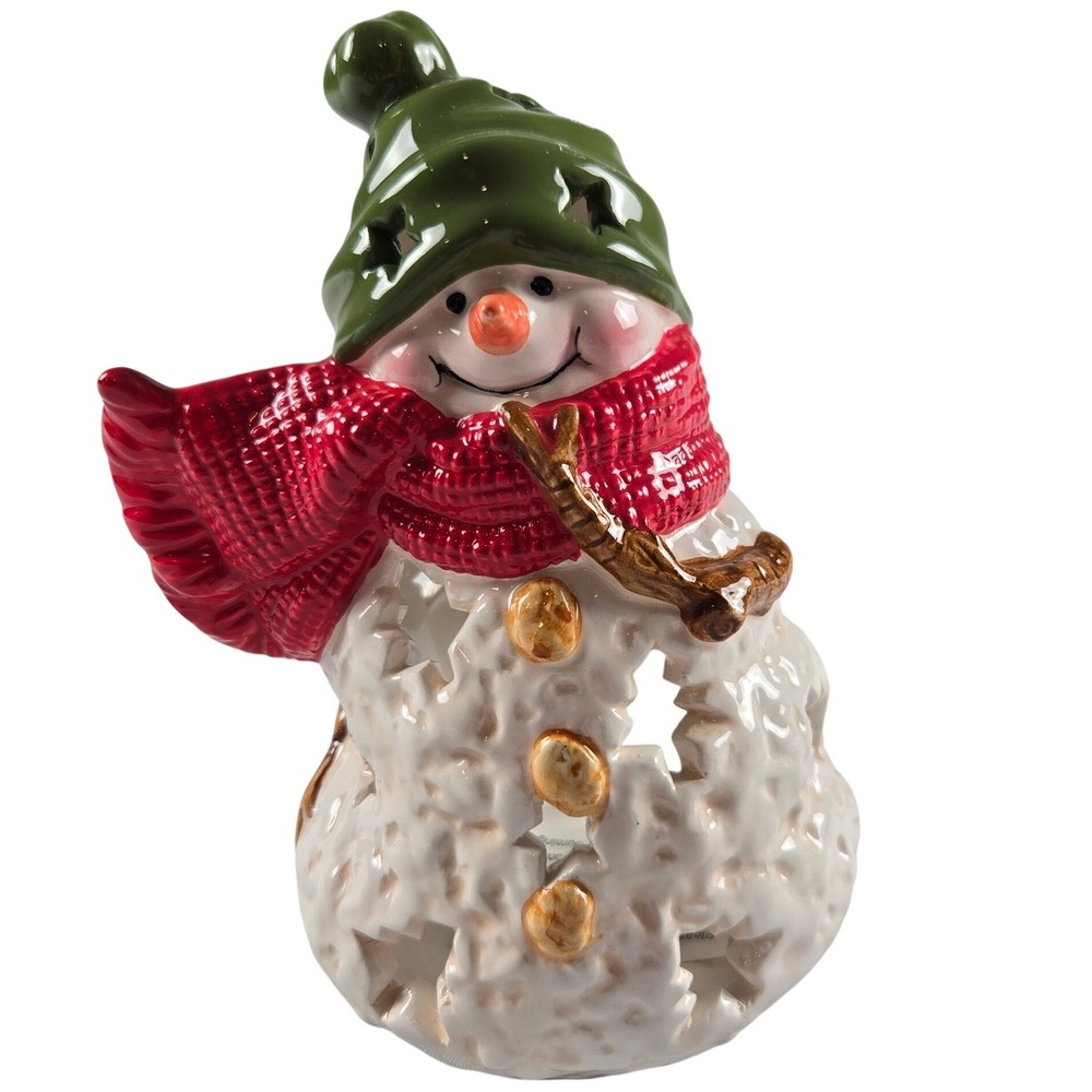 Hallmark Jan Karon Snowman Tealight Candle Holder Luminary Christmas Decor